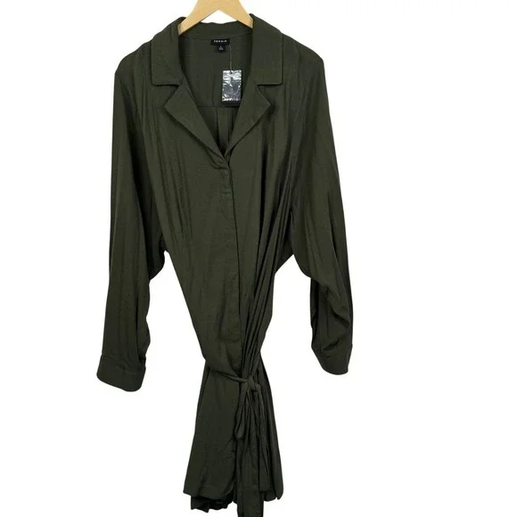 Torrid Olive Mini Rayon Slub Wrap Front Dress Size 4X NWT - Picture 5 of 11